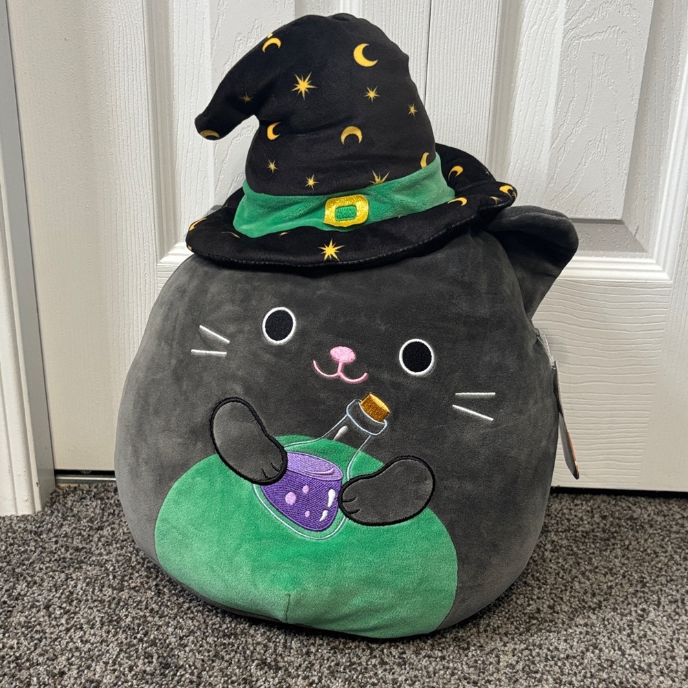 Squishmallows Black and Green Witch Cat Cleo